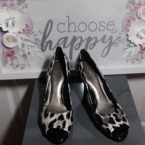 Black and Gray Peep-Toe Alex Maria Shoe